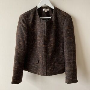 Coldwater Creek Women's Tweed Brown Blazer with Zipper Size 10-12